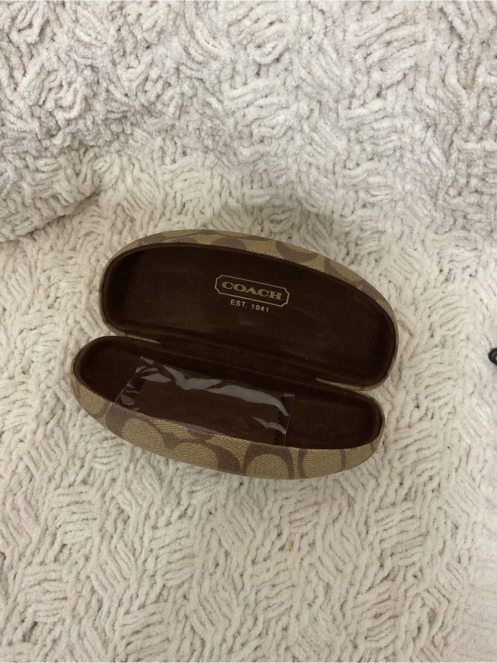 Coach Monogram Hard Shell Sunglasses Case in Brown and Tan